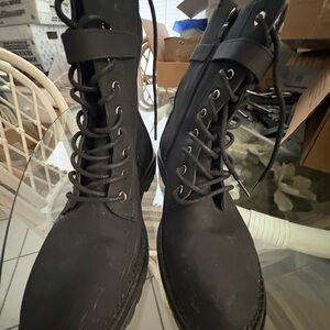 Sleek Black Lace-Up Ankle Boots